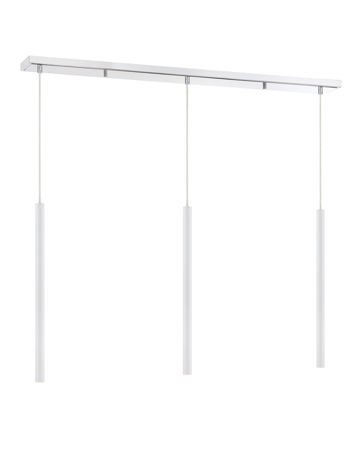 Suspension linéaire Forest — 3 lumières Chrome, Blanc mat, 24" – vue 3