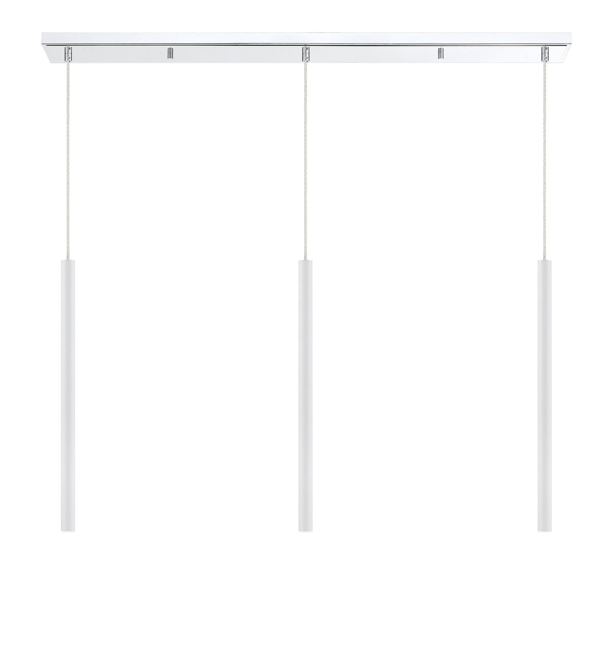 Suspension linéaire Forest — 3 lumières Chrome, Blanc mat, 24" – vue 4