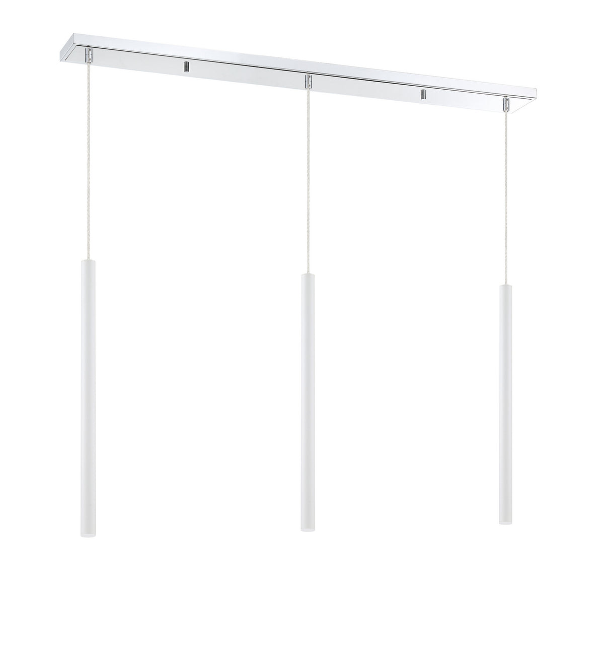 Suspension linéaire Forest — 3 lumières Chrome, Blanc mat, 24" – vue 5