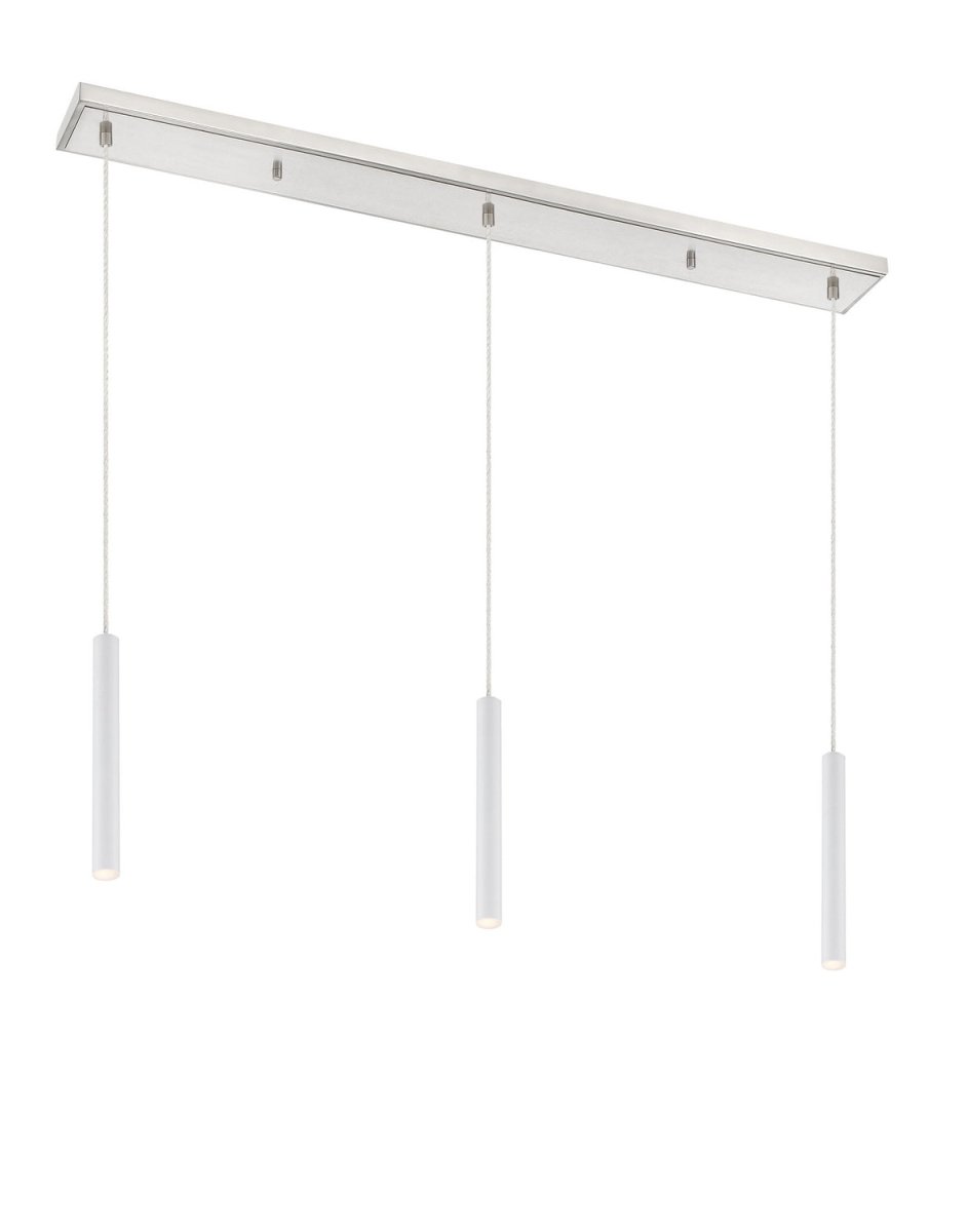 Suspension linéaire Forest — 3 lumières - Nickel brossé Blanc mat 12" by Z-Lite | Luminaires & cie