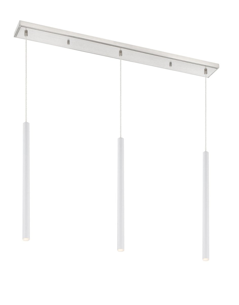 Suspension linéaire Forest — 3 lumières - Nickel brossé Blanc mat 24" by Z-Lite | Luminaires & cie