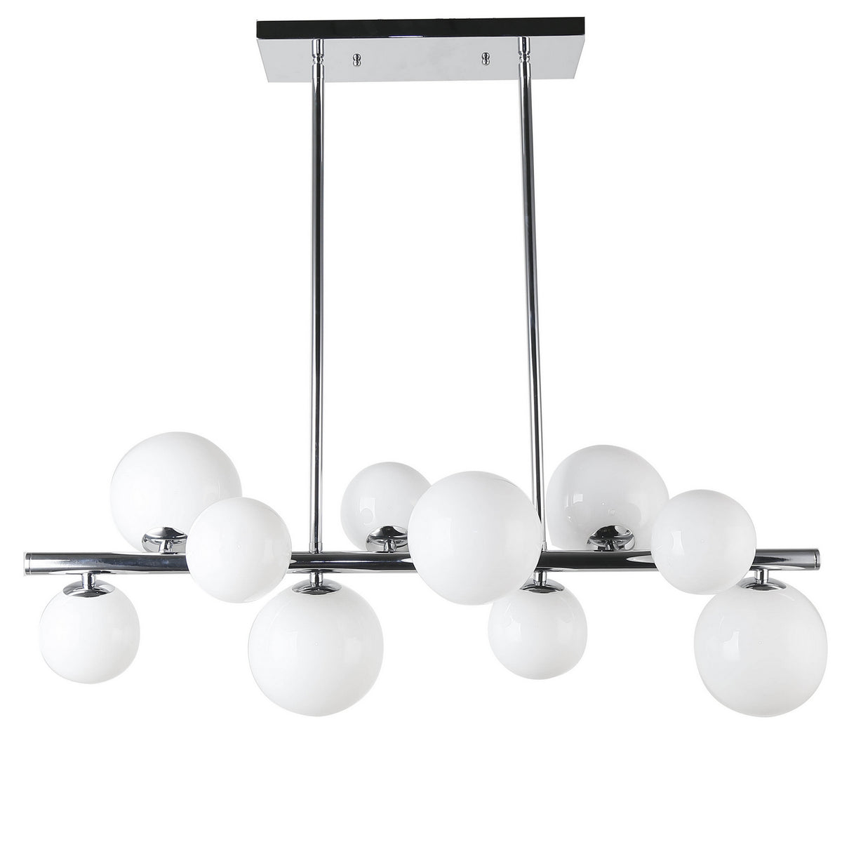 Suspension linéaire Glasgow Chrome poli, 31", Blanc – Dainolite