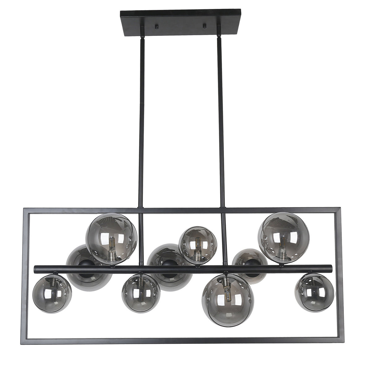 Suspension linéaire Glasgow Noir mat, 33", Fumé – Dainolite