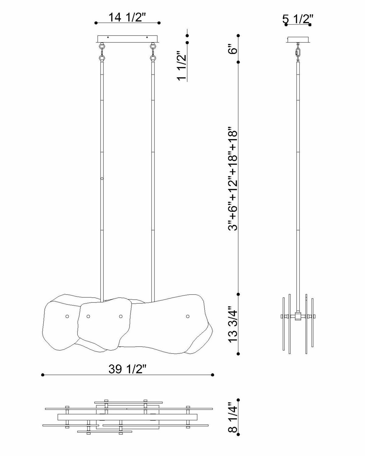 Suspension linéaire Grotto Nickel poli, 13.8" – vue 6