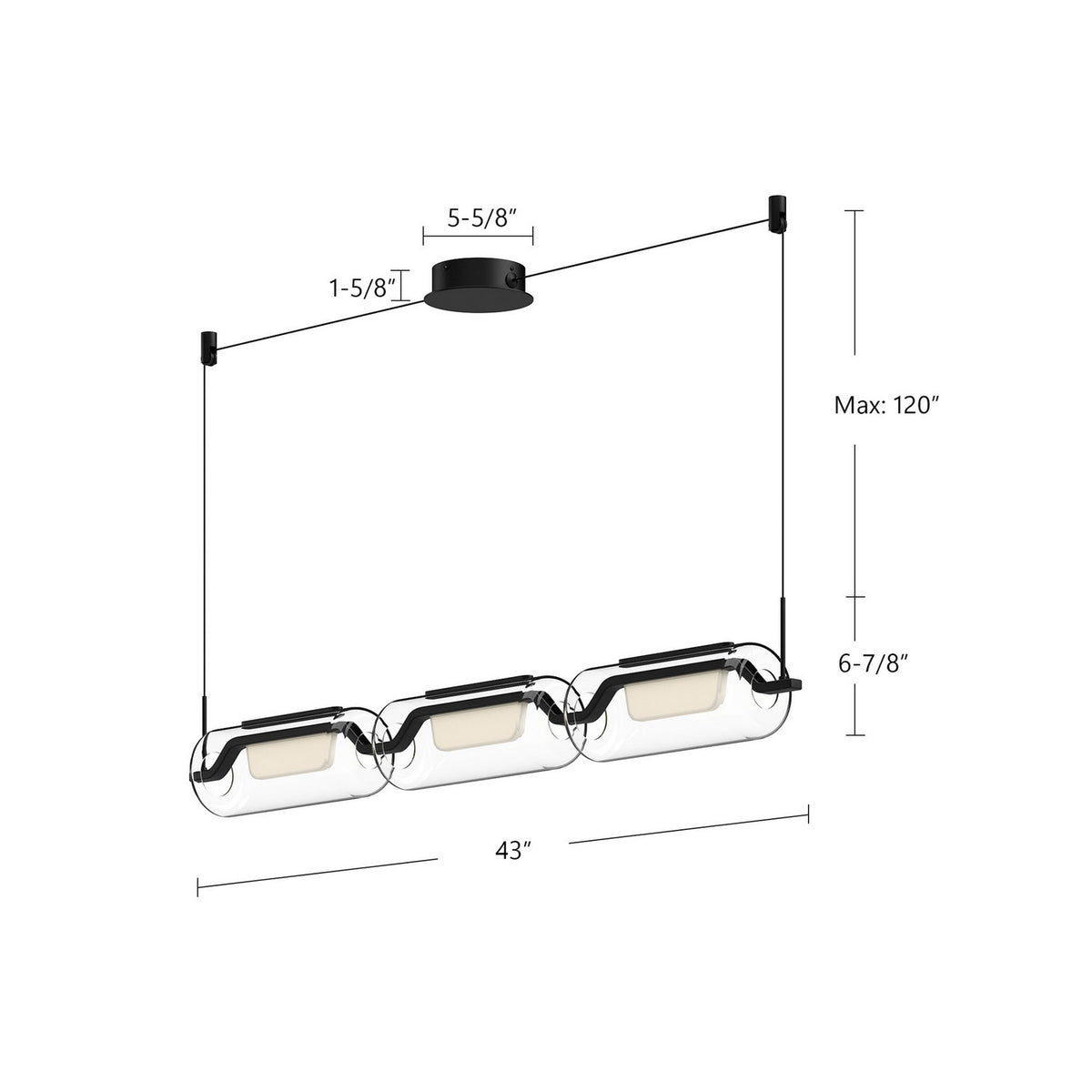 Suspension linéaire Hilo Noir – vue 4