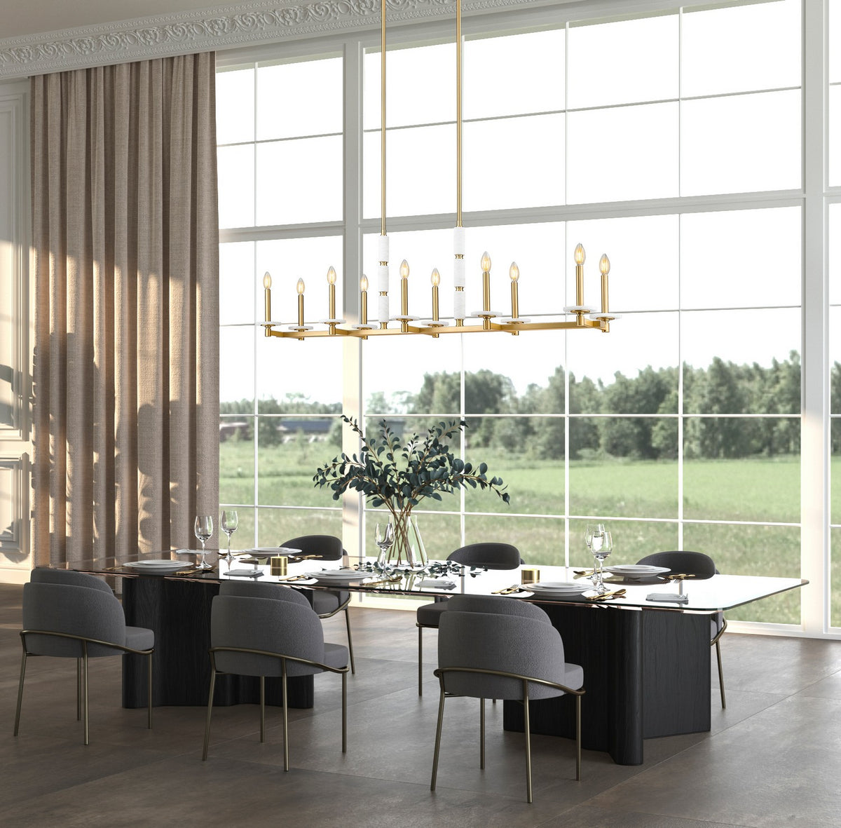 Suspension linéaire Kaden Or moderne, nombre ampoules 10 – vue 6