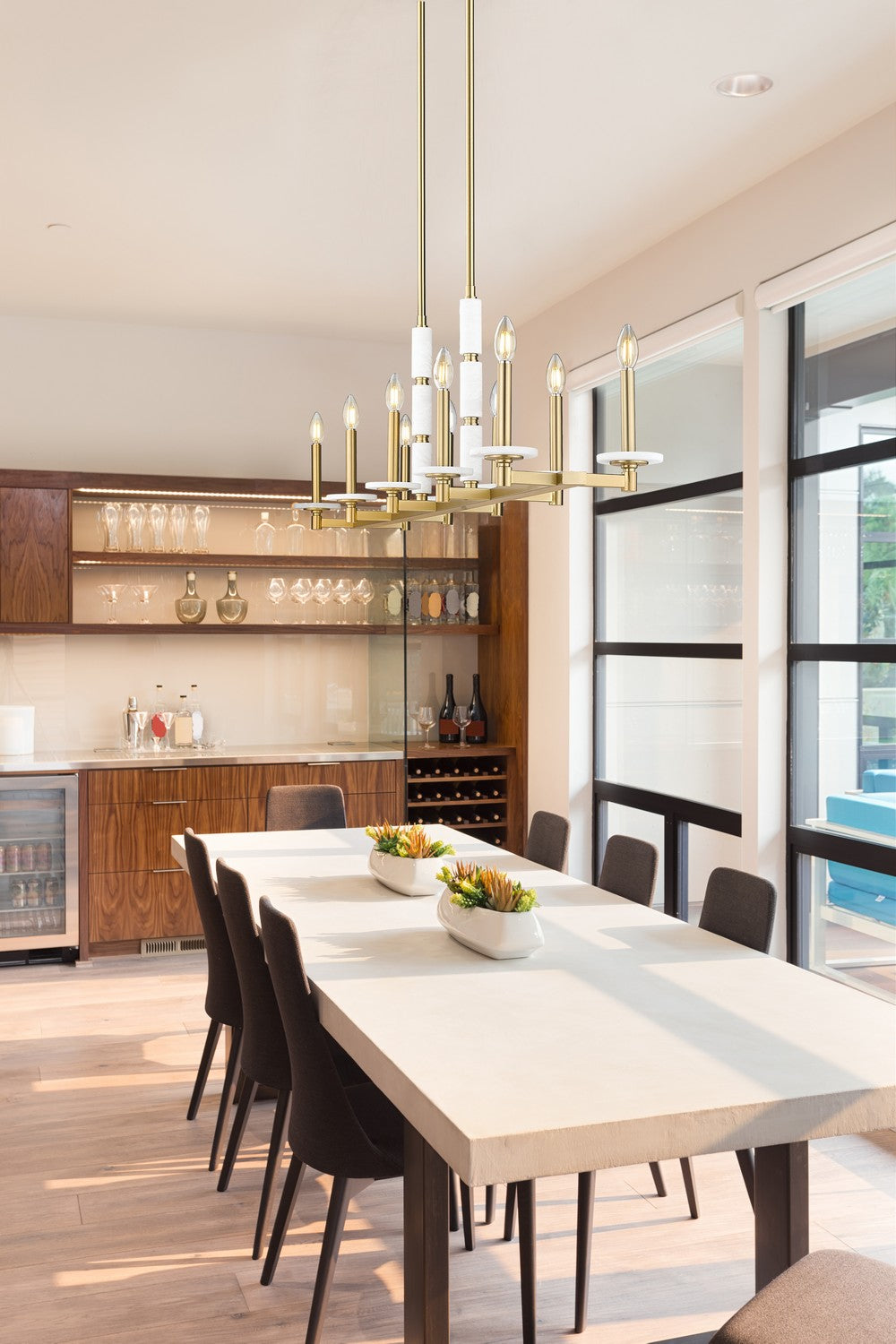Suspension linéaire Kaden Or moderne, nombre ampoules 10 – vue 7