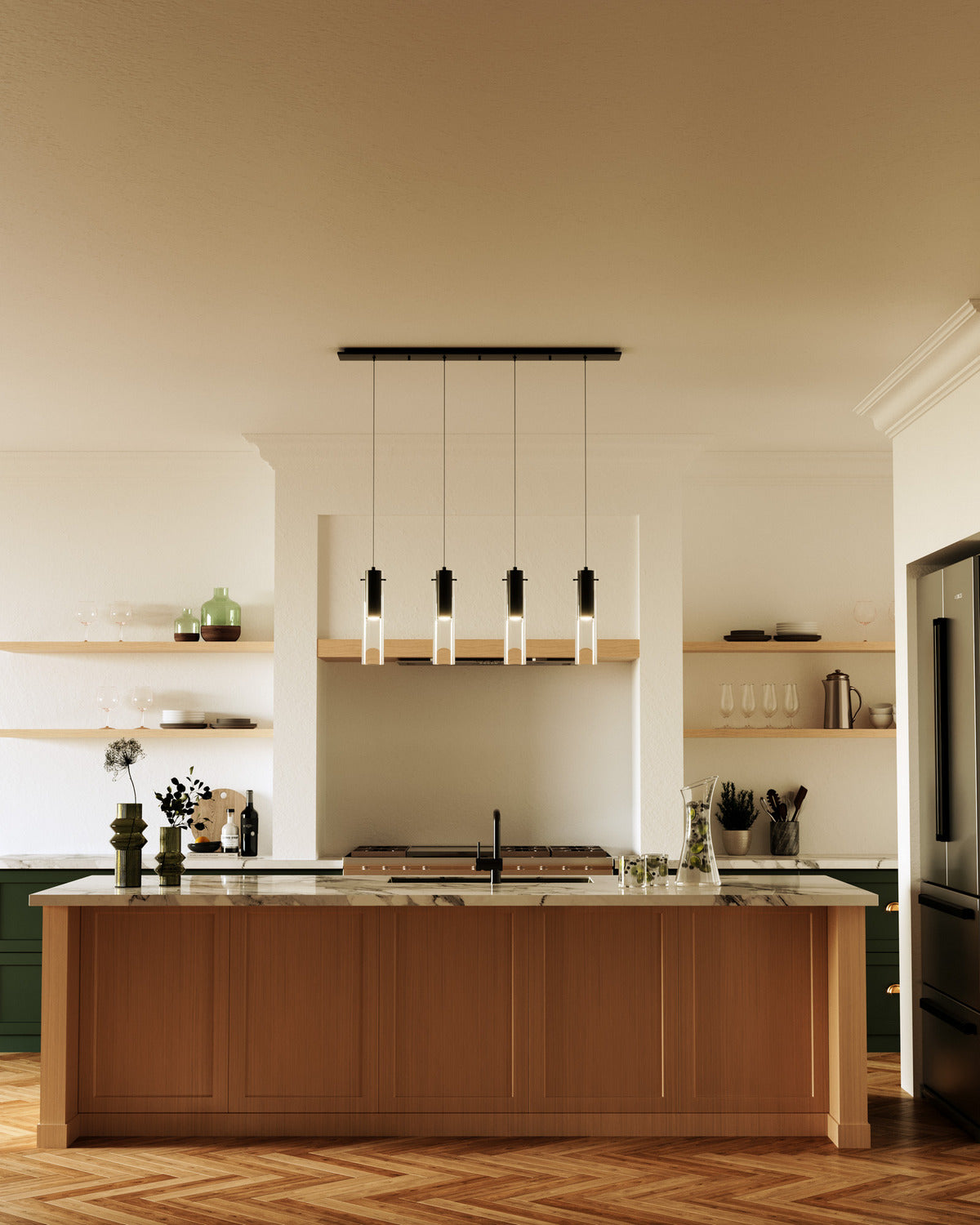 Suspension linéaire Lena Noir, nombre ampoules 4 – vue 2