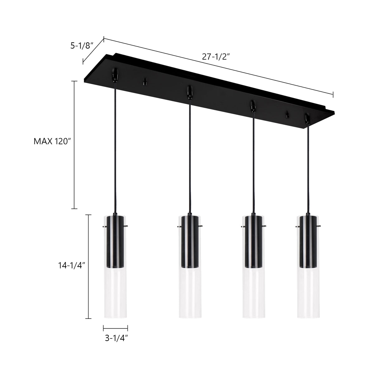 Suspension linéaire Lena Nickel brossé, nombre ampoules 4 – vue 2