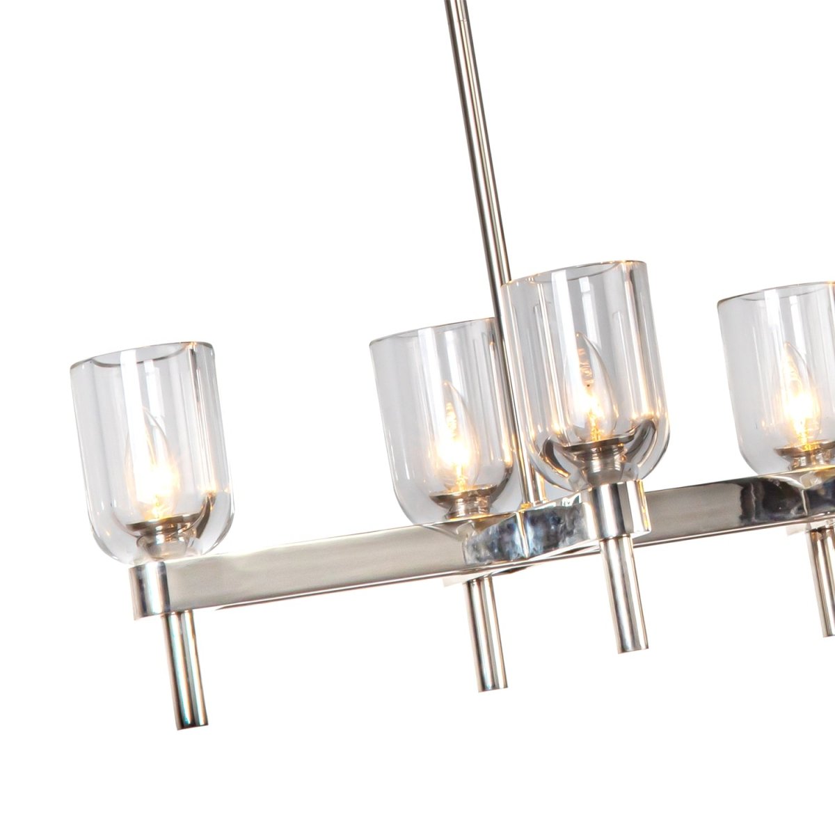 Suspension linéaire Lucian - Nickel poli Cristal clair by Alora Lighting | Luminaires & cie