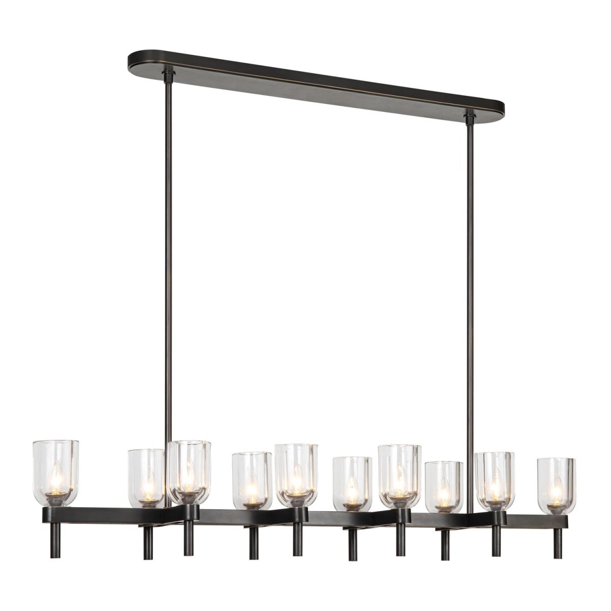 Suspension linéaire Lucian - Bronze urbain Cristal clair by Alora Lighting | Luminaires & cie