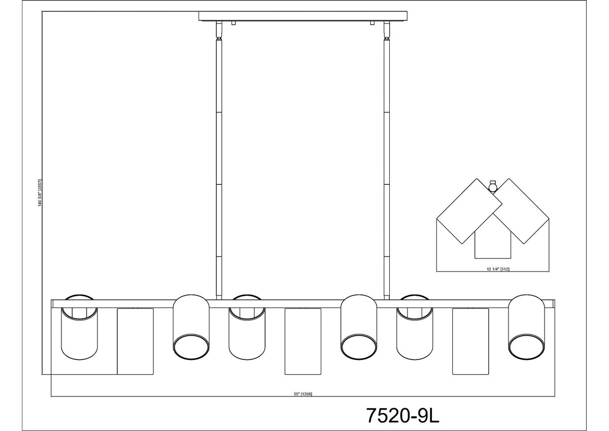 Suspension linéaire Lumina Noir mat, 55" – vue 6