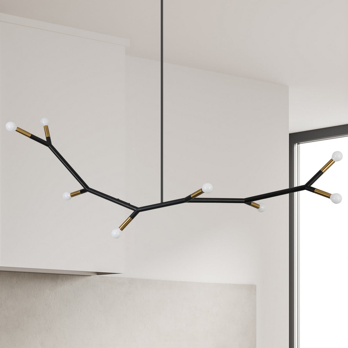 Lustre linéaire Morgan Noir mat et Laiton vieilli, 59 3/4" – vue 2