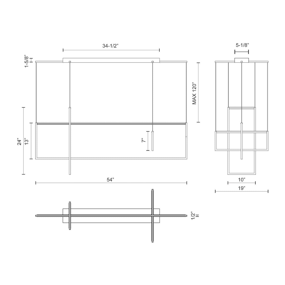 Suspension linéaire multiple Arkell Noir – vue 4