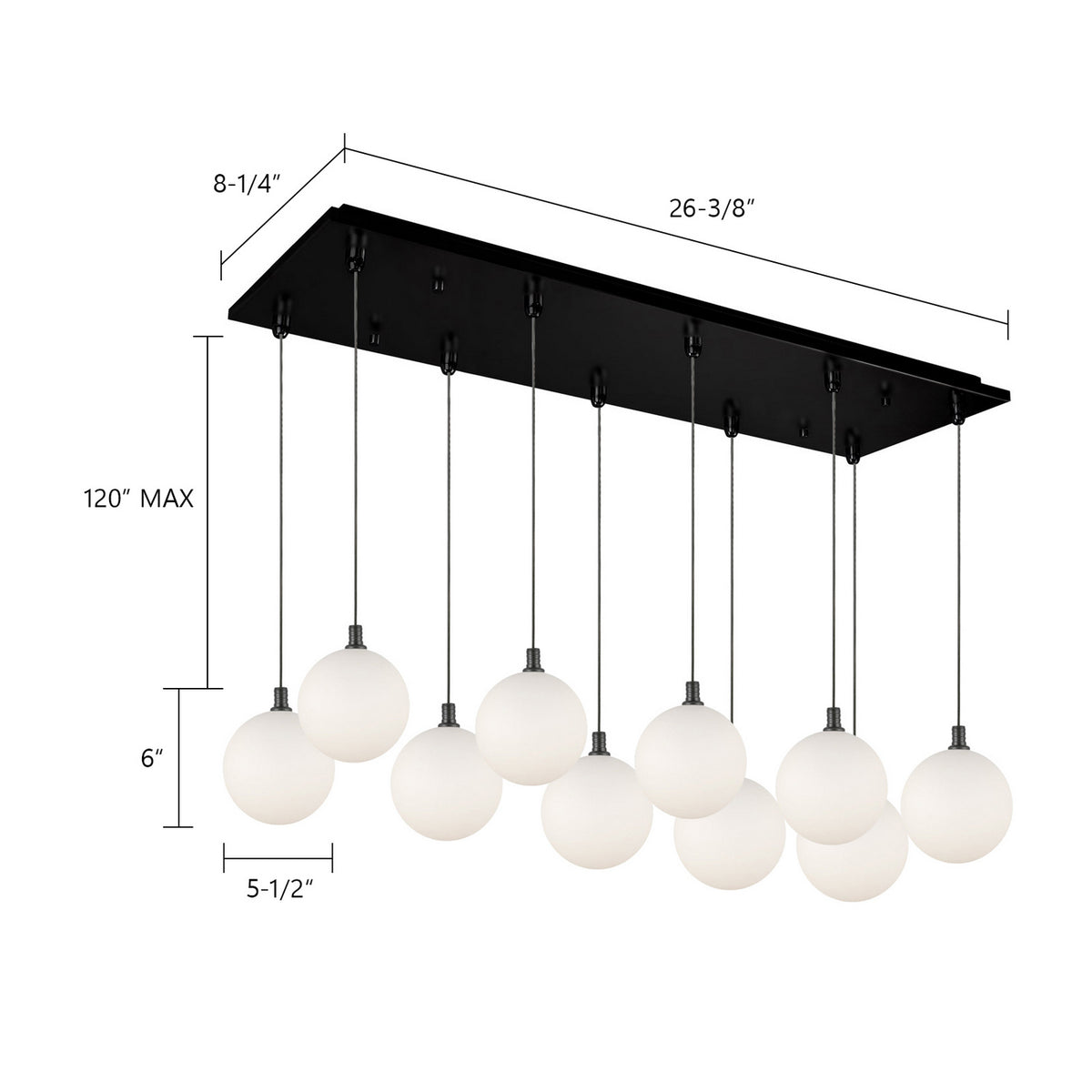Suspension linéaire multiple Bolla Noir – vue 2