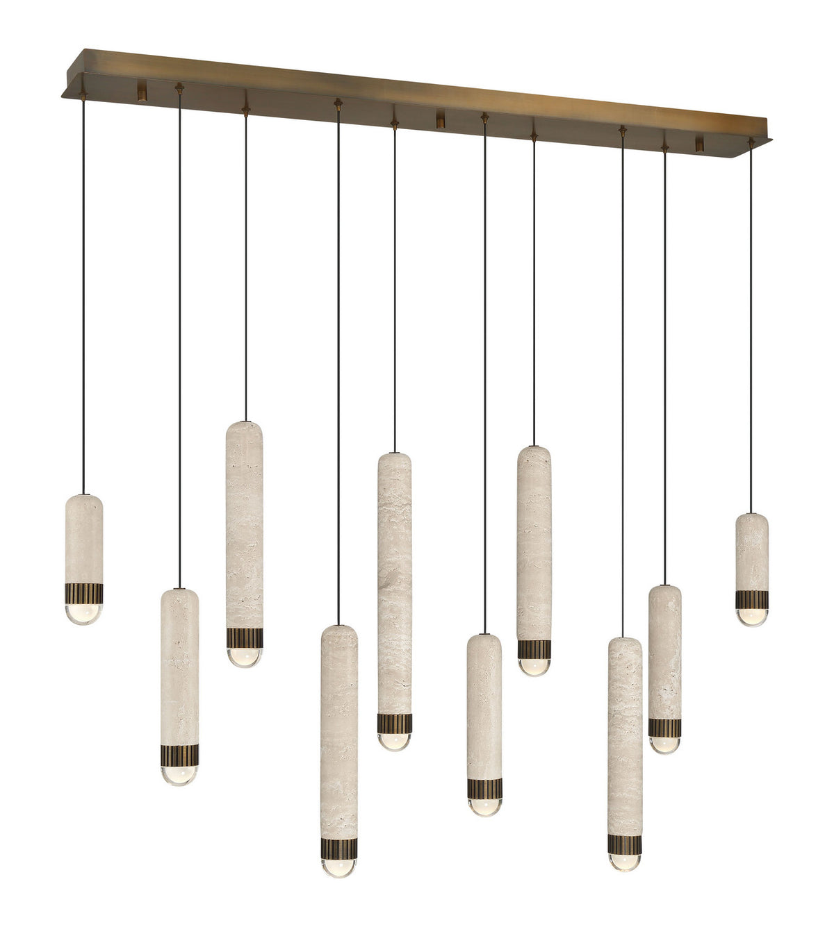 Suspension linéaire multiple Cambre Laiton antique – vue 3