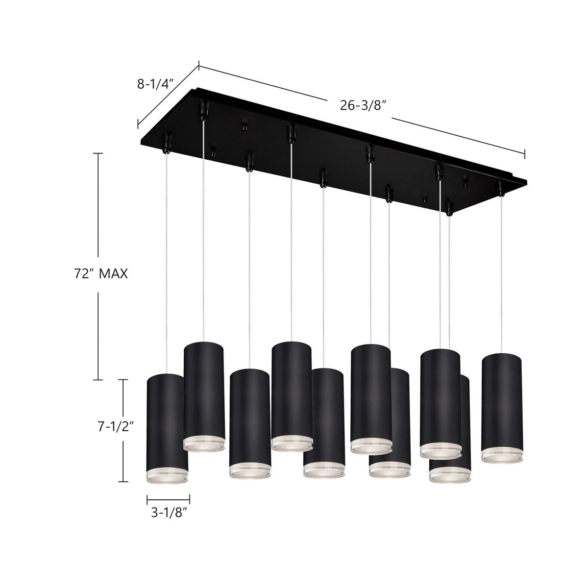 Suspension linéaire multiple Cameo Noir – vue 2