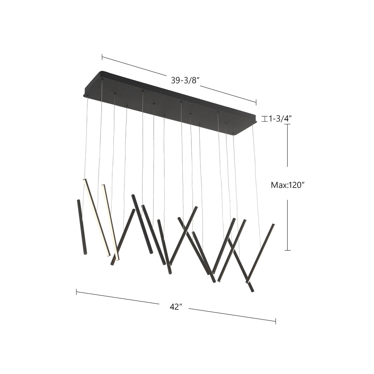 Suspension linéaire multiple Chute Noir – vue 4