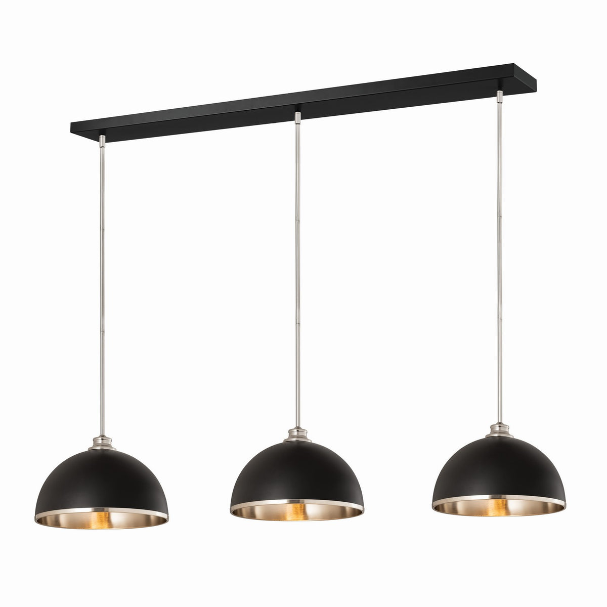 Suspension linéaire multiple Landry Noir mat + Nickel brossé – Z-Lite