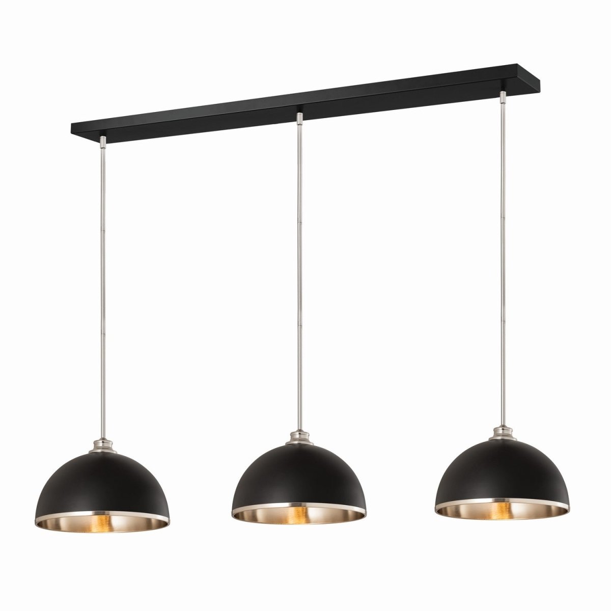 Suspension linéaire multiple Landry - Noir mat + Nickel brossé by Z-Lite | Luminaires & cie