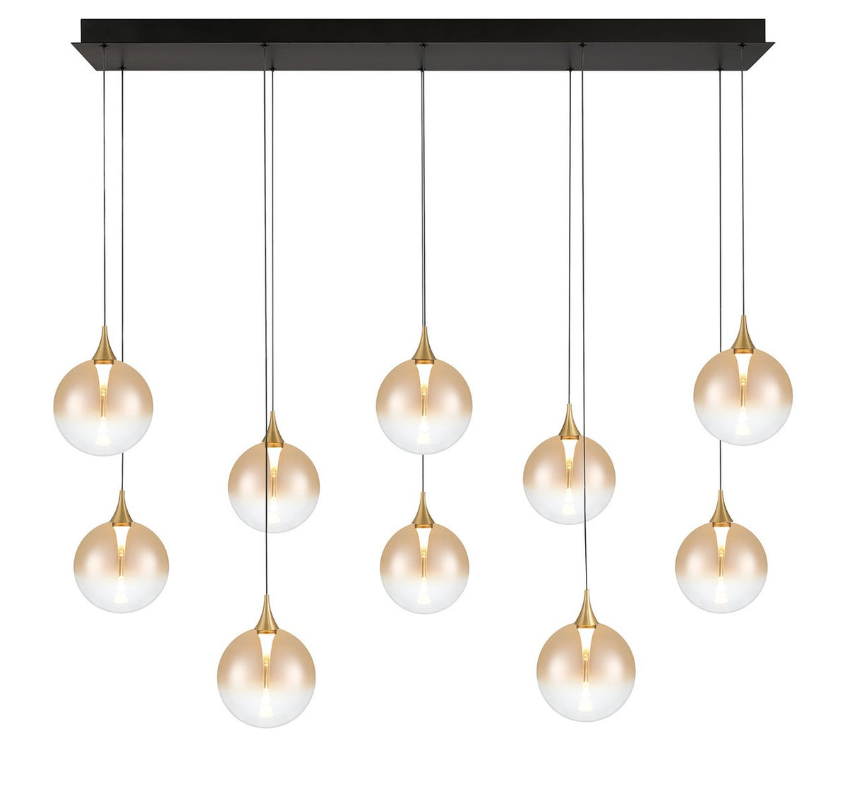Suspension linéaire multiple Iissa Or, Verre ambre, nombre ampoules 10 – Eurofase