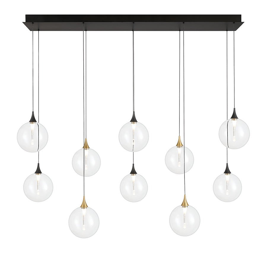 Suspension linéaire multiple Lisa - Noir mat et or Clair 47" by Eurofase | Luminaires & cie