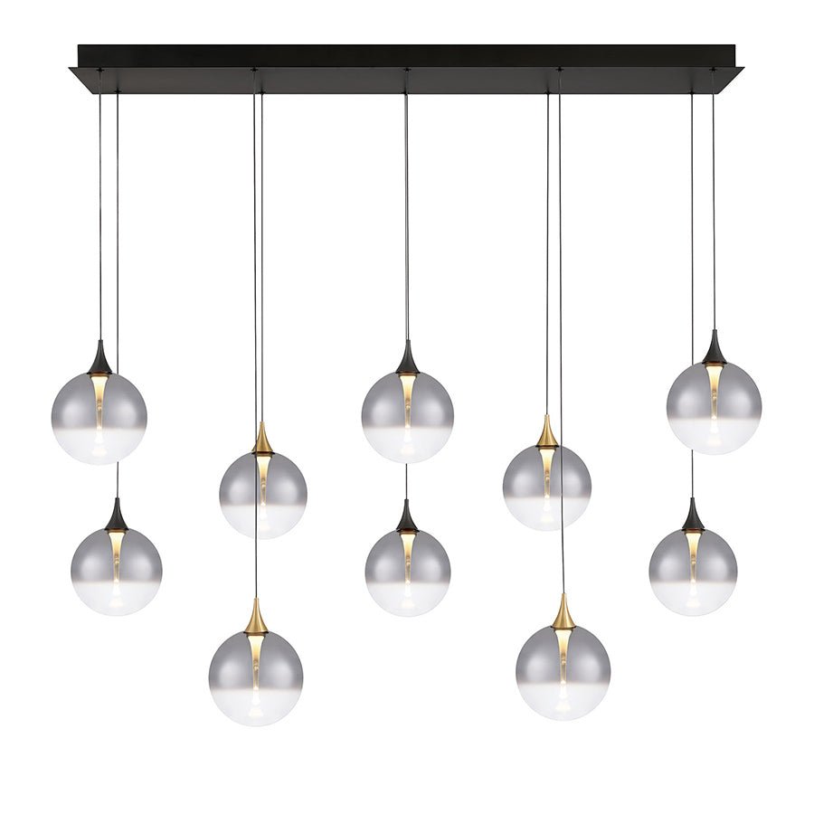 Suspension linéaire multiple Lisa - Noir mat et or Fumé 47" by Eurofase | Luminaires & cie
