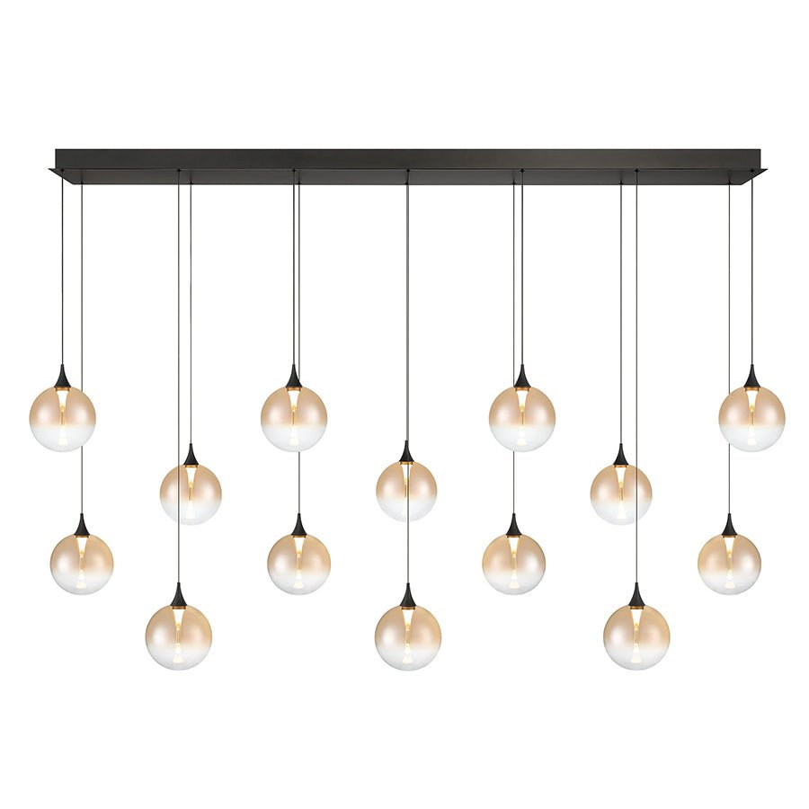 Suspension linéaire multiple Lisa - Noir mat Ambre 72" by Eurofase | Luminaires & cie