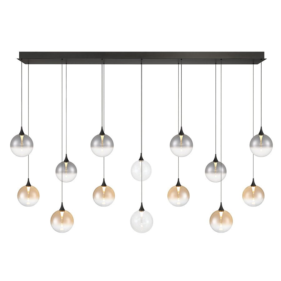 Suspension linéaire multiple Lisa - Noir mat Clair, fumé et ambré 72" by Eurofase | Luminaires & cie