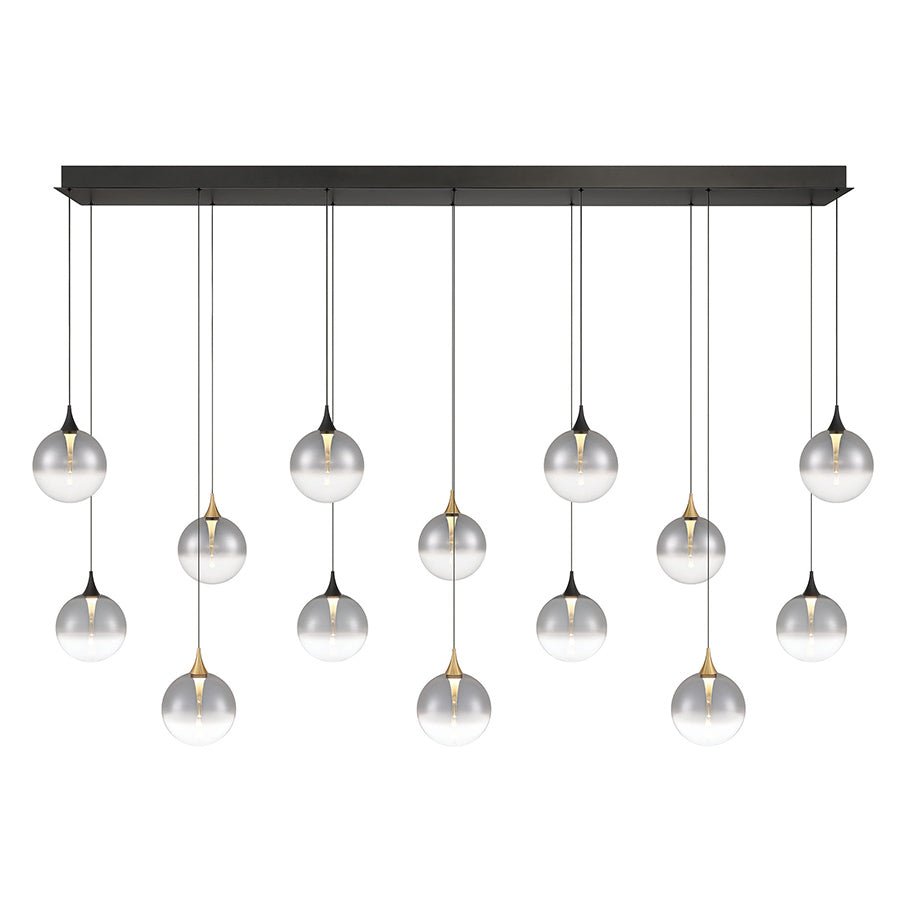 Suspension linéaire multiple Lisa - Noir mat et or Fumé 72" by Eurofase | Luminaires & cie