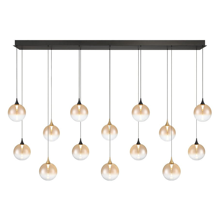 Suspension linéaire multiple Lisa - Noir mat et or Ambre 72" by Eurofase | Luminaires & cie