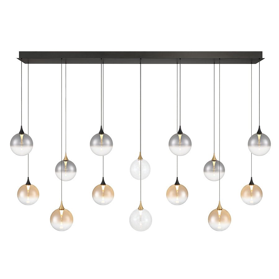 Suspension linéaire multiple Lisa - Noir mat et or Clair, fumé et ambré 72" by Eurofase | Luminaires & cie