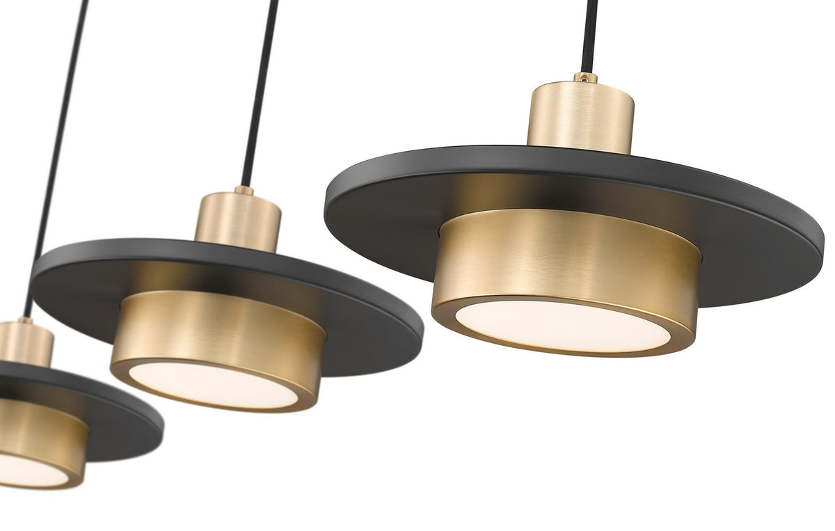 Suspension linéaire multiple Ludo Noir mat + Or moderne, nombre ampoules 3 – vue 4