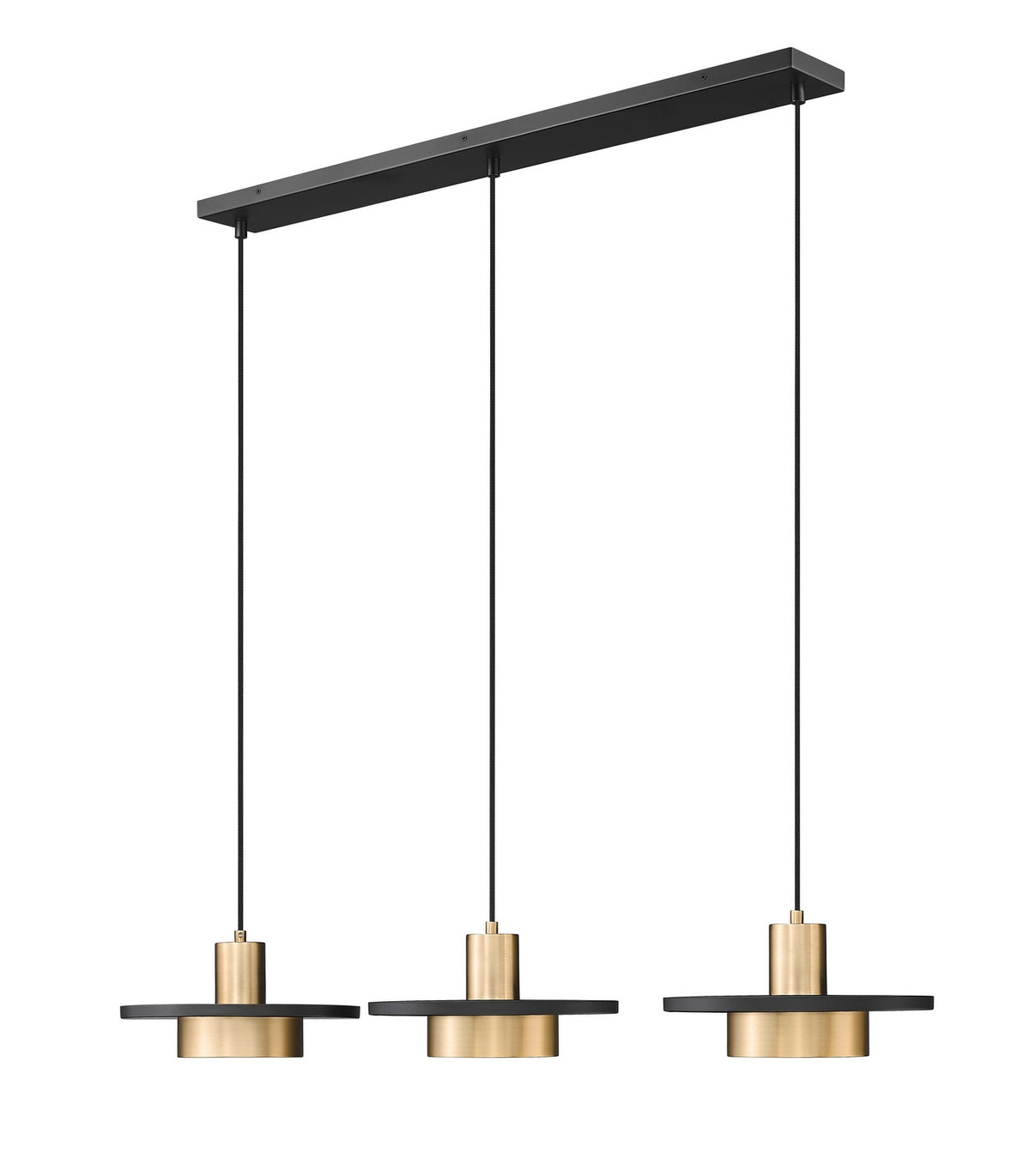 Suspension linéaire multiple Ludo Noir mat + Or moderne, nombre ampoules 3 – Z-Lite
