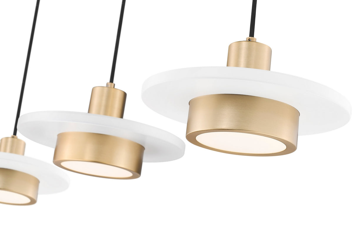 Suspension linéaire multiple Ludo Blanc mat + Or moderne, nombre ampoules 3 – vue 4