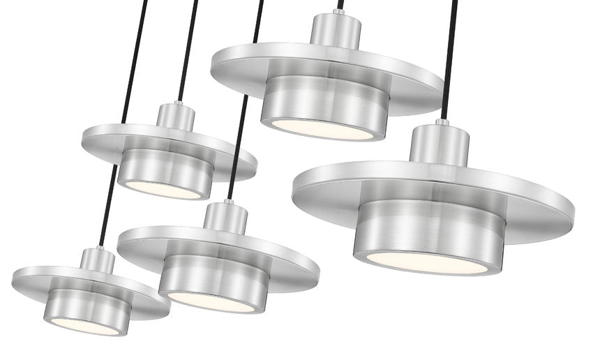 Suspension linéaire multiple Ludo Nickel brossé, nombre ampoules 5 – vue 4