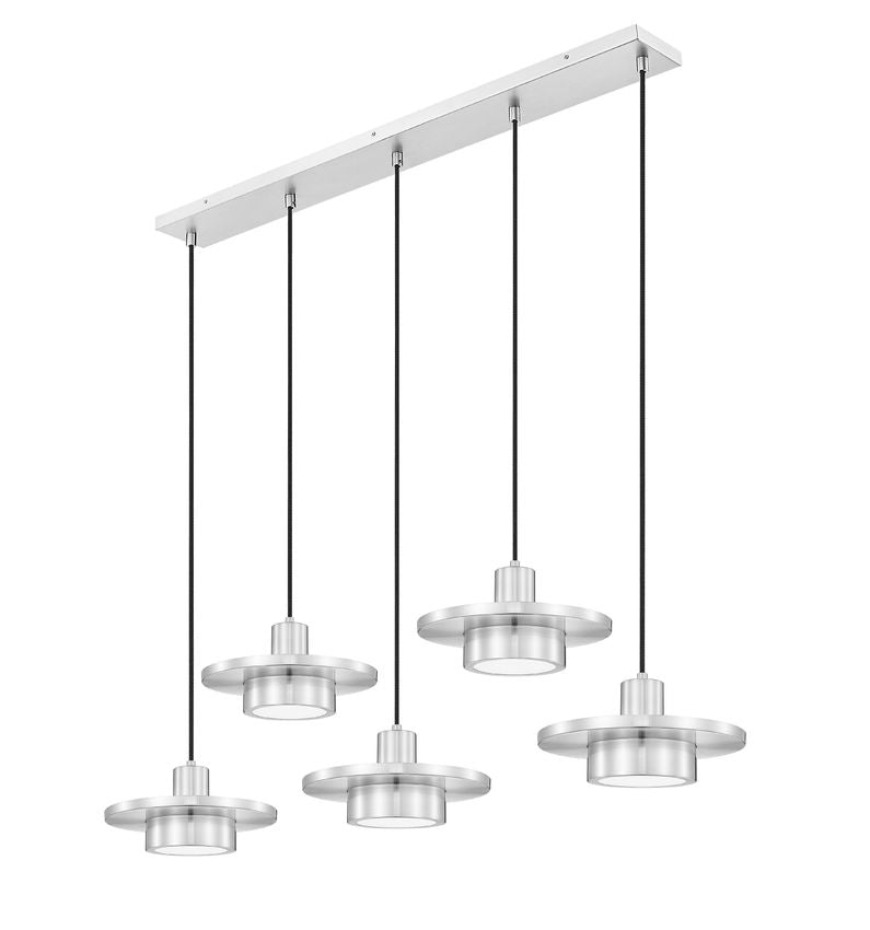 Suspension linéaire multiple Ludo Nickel brossé, nombre ampoules 5 – vue 5