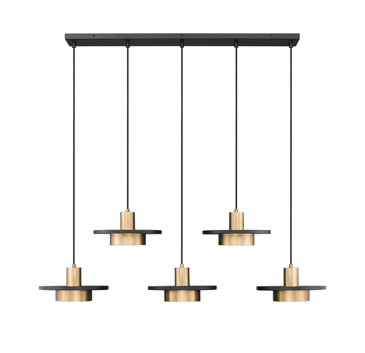 Suspension linéaire multiple Ludo Noir mat + Or moderne, nombre ampoules 5 – vue 2