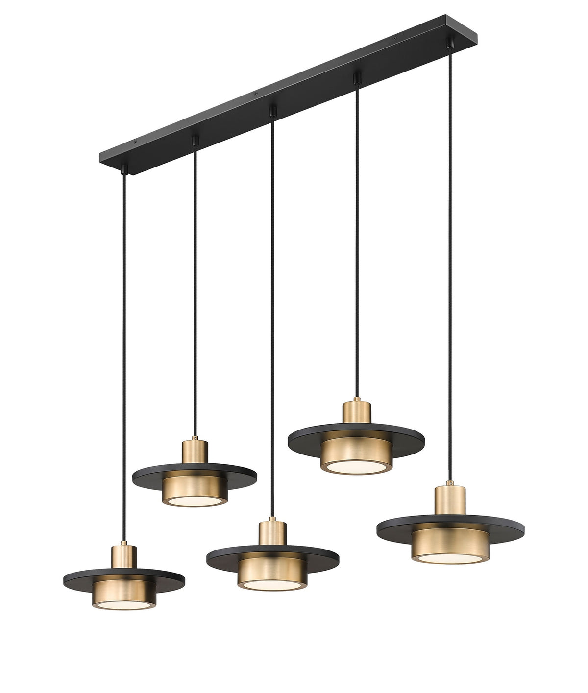 Suspension linéaire multiple Ludo Noir mat + Or moderne, nombre ampoules 5 – vue 3
