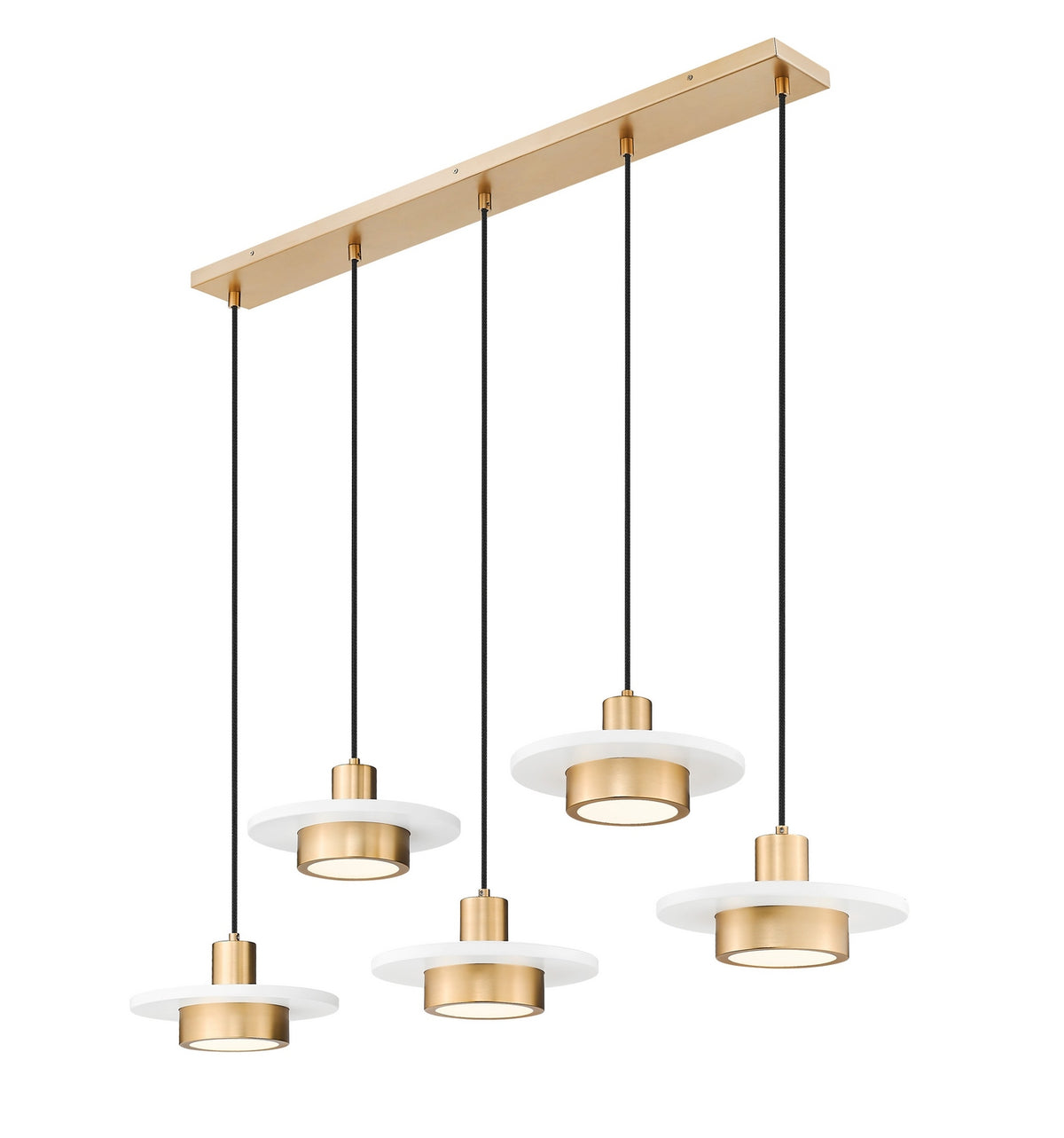 Suspension linéaire multiple Ludo Blanc mat + Or moderne, nombre ampoules 5 – vue 3