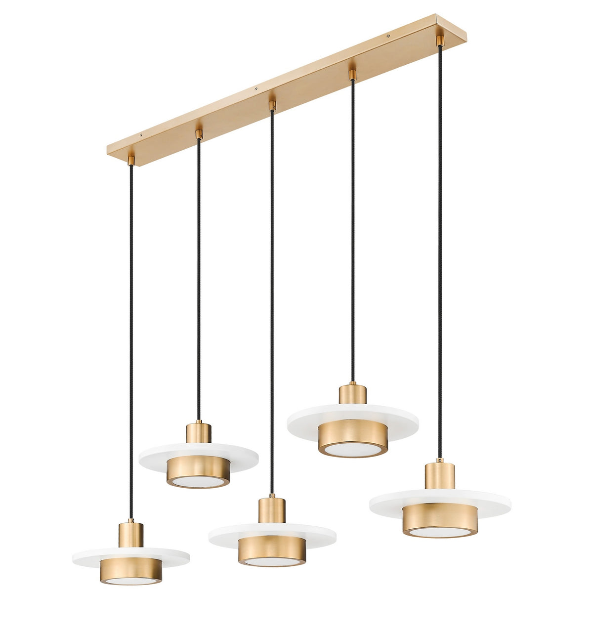 Suspension linéaire multiple Ludo Blanc mat + Or moderne, nombre ampoules 5 – vue 5
