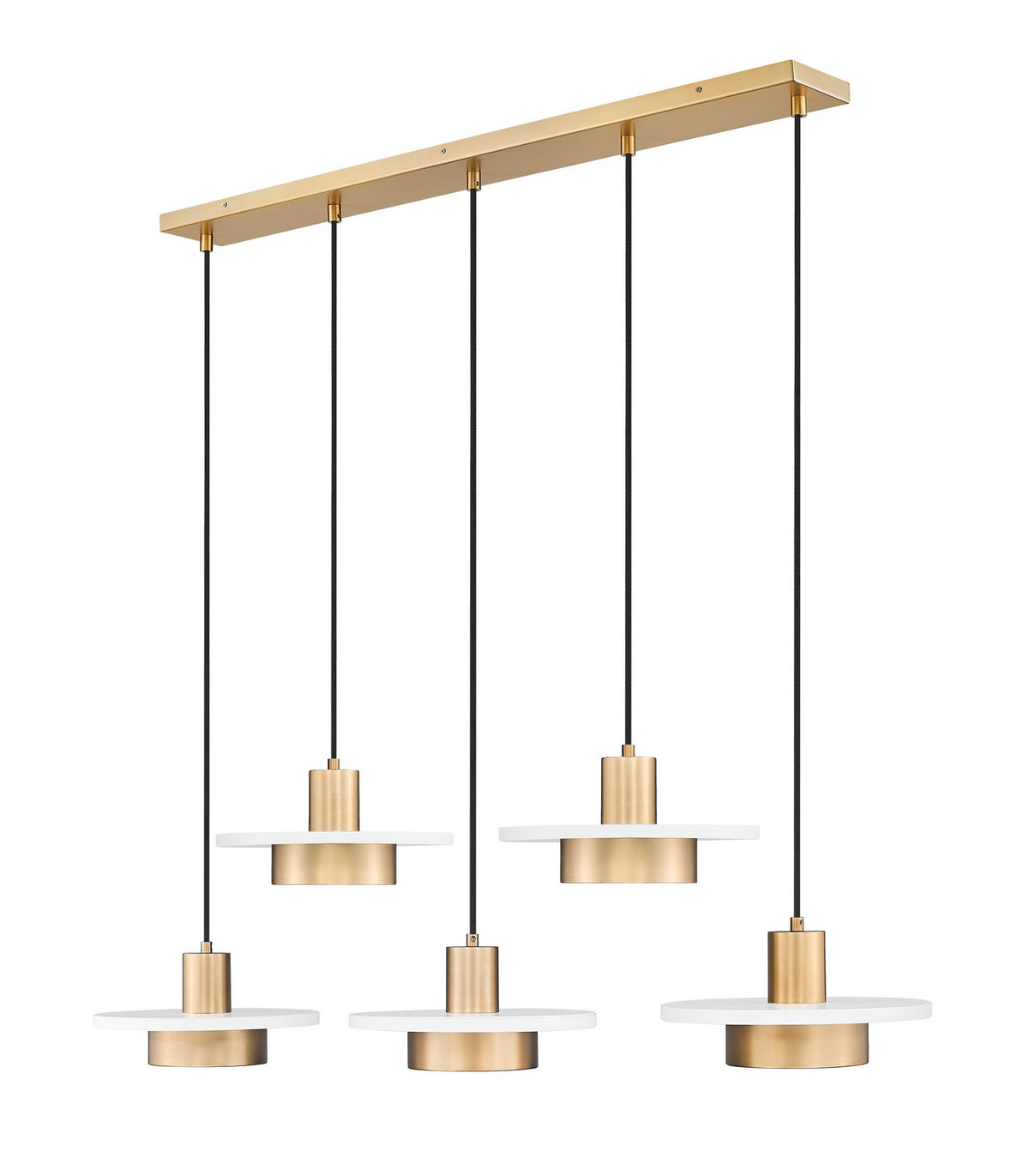 Suspension linéaire multiple Ludo Blanc mat + Or moderne, nombre ampoules 5 – Z-Lite
