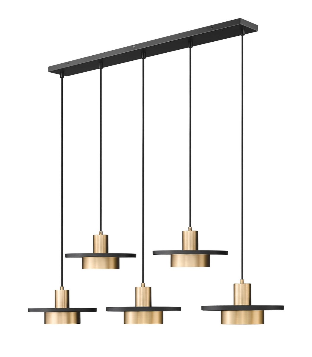 Suspension linéaire multiple Ludo - Noir mat + Or moderne 5 by Z-Lite | Luminaires & cie