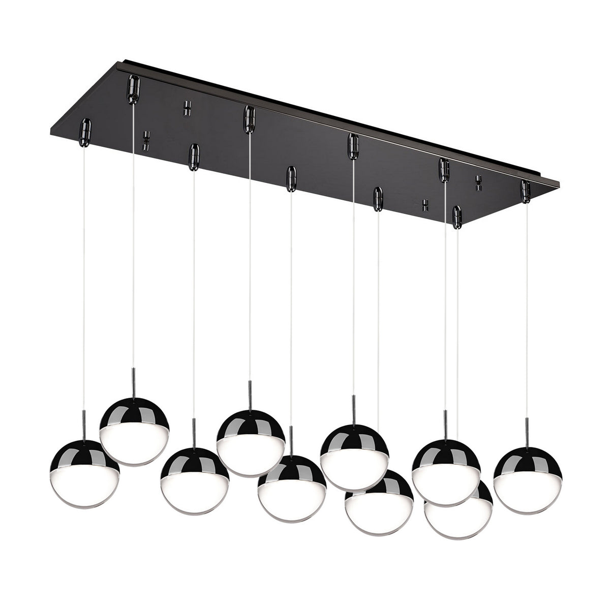 Suspension linéaire multiple Pluto Noir chrome – Kuzco Lighting