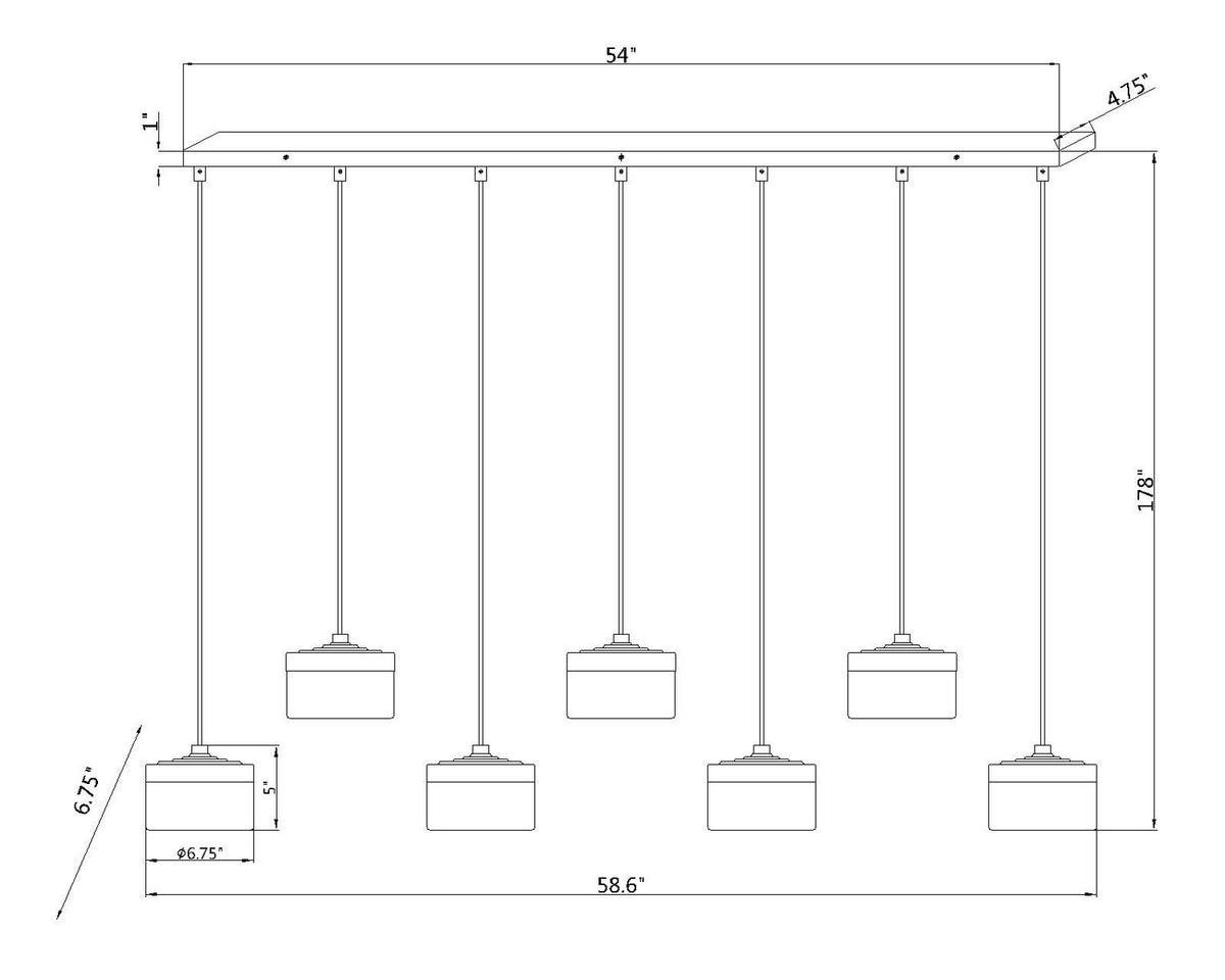 Suspension linéaire multiple Renaud Noir mat, nombre ampoules 7 – vue 4
