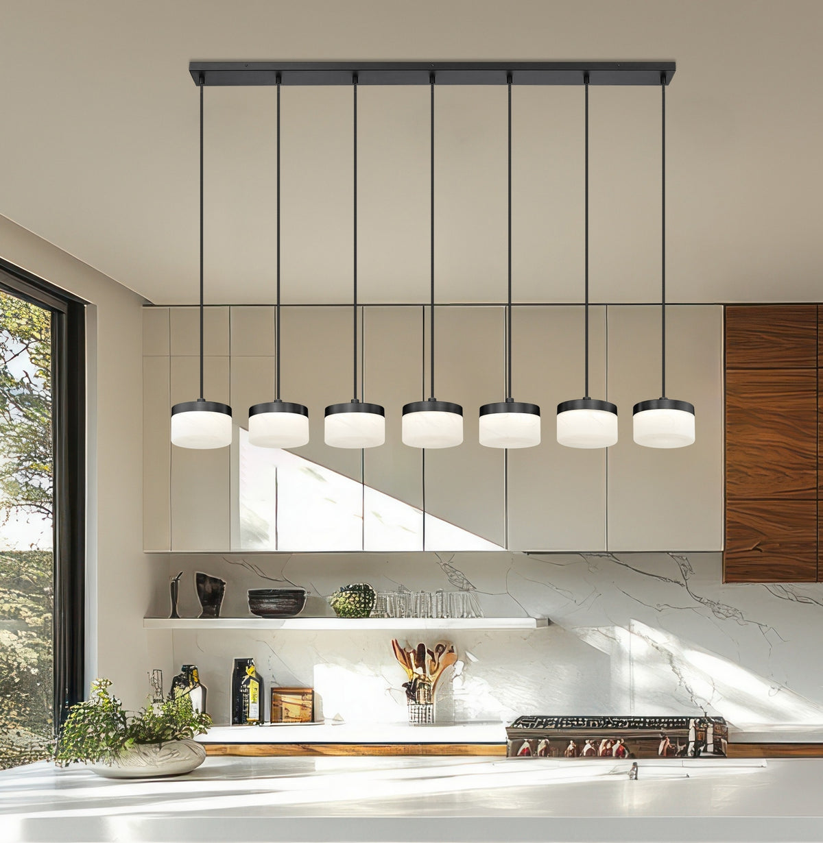 Suspension linéaire multiple Renaud Noir mat, nombre ampoules 7 – vue 8