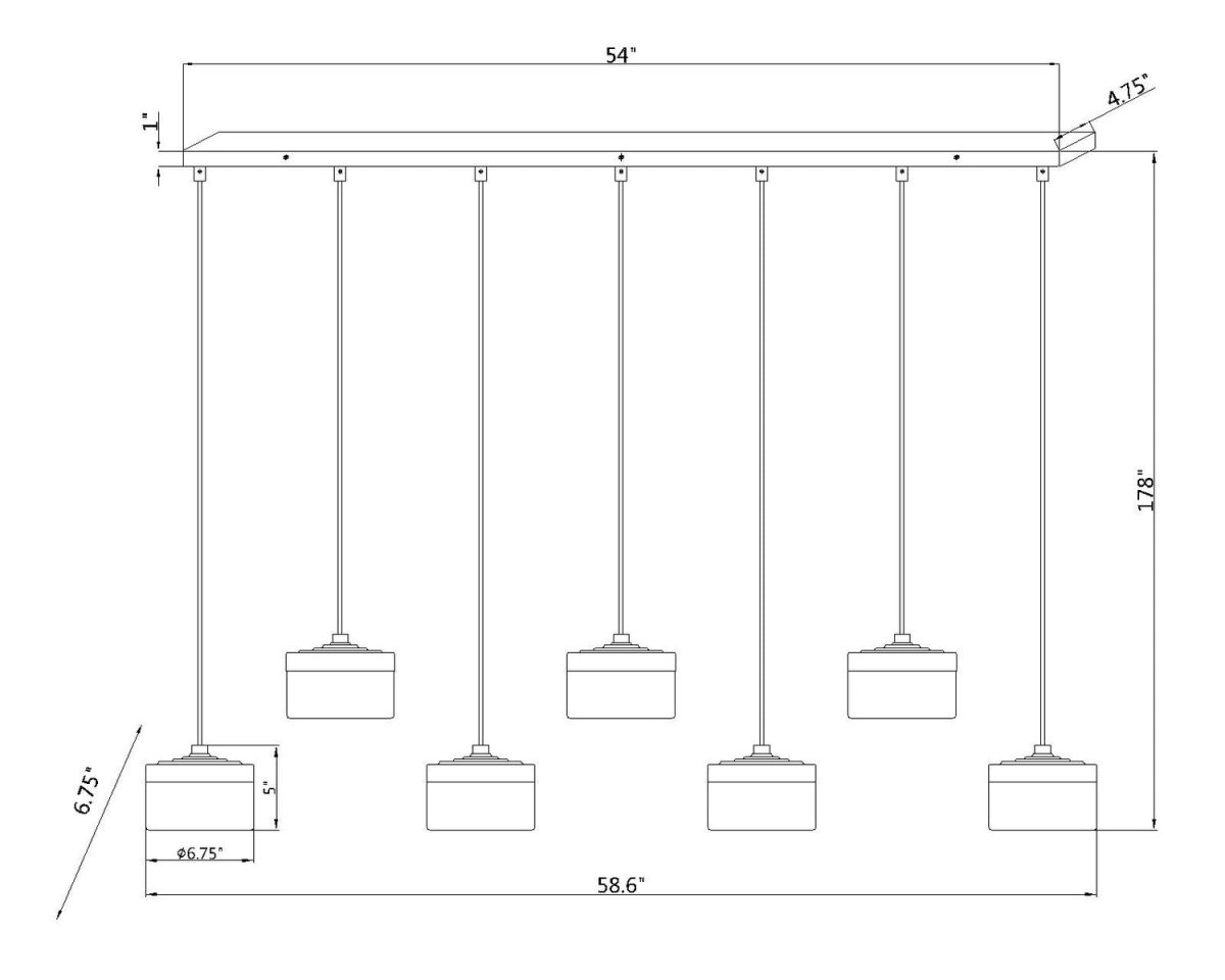 Suspension linéaire multiple Renaud - Or moderne 7 by Z-Lite | Luminaires & cie