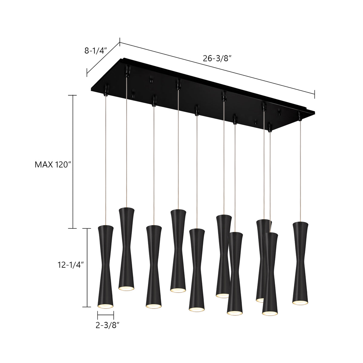 Suspension linéaire multiple Robson Nickel brossé – vue 2