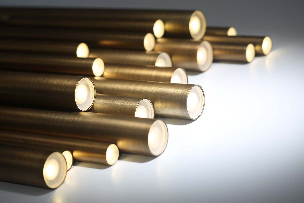 Suspension linéaire multiple Santana Laiton brossé, nombre ampoules 18 – vue 2