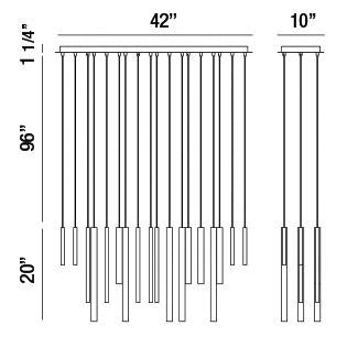 Suspension linéaire multiple Santana Mélange, nombre ampoules 18 – vue 2
